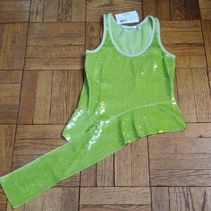 Helmut Lang Green Sequin Tank Top. NWT